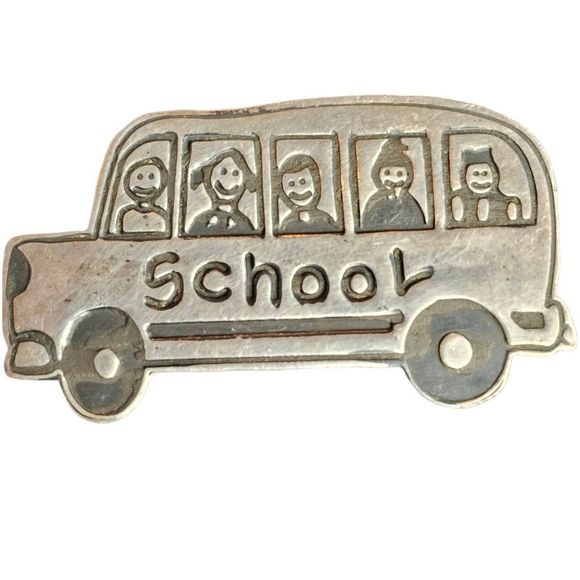 Vintage Jewelry - .925 Sterling Silver Vintage Save The Children School Bus Pin